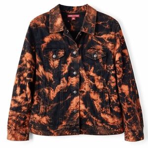 Jessica London Orange Black Tie Dye Denim Jacket Graphic Oversized Plus Size 18